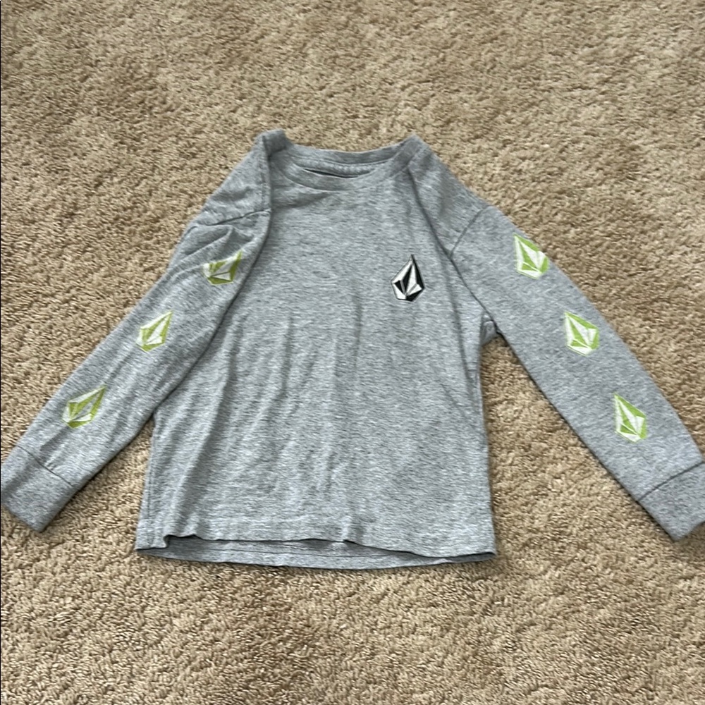 Little Boys Volcom Gray Long Sleeve Tee with Logo Accents 2t